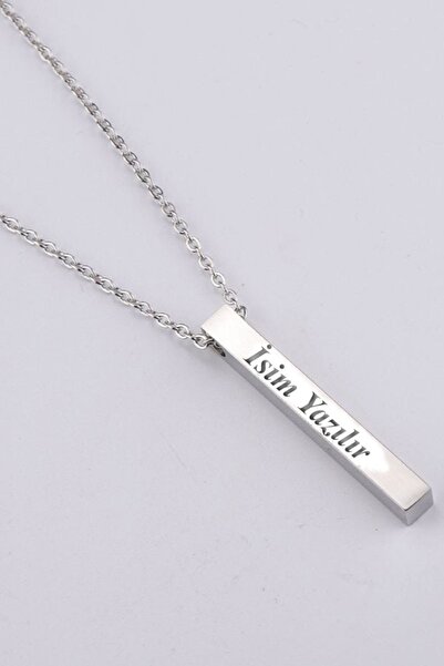 Takı Dükkanı Kişiye Özel Isimli Tarih Yazılı Erkek Kadın Çubuk Bar Kolye Eck25