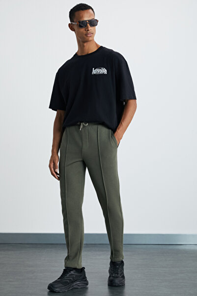 GRIMELANGE Ανδρικό αθλητικό παντελόνι χακί από οργανικό βαμβάκι AUSAR