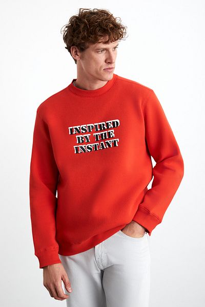 GRIMELANGE WENDEL Herren-Sweatshirt aus Baumwolle mit Rundhalsausschnitt in Rot