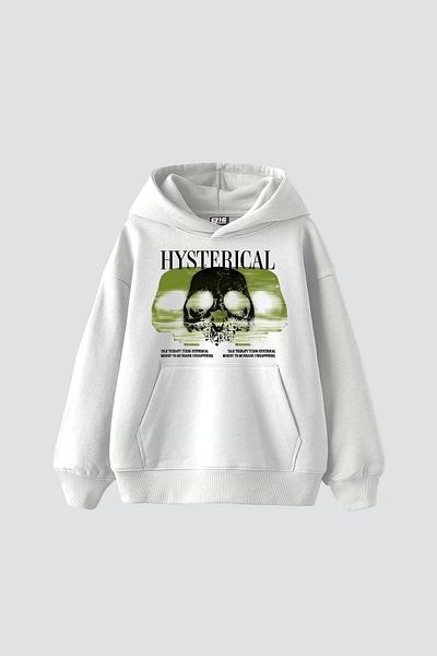 Sekizbiraltı Λευκό Oversize Unisex Hoodie - Hysterical Printed