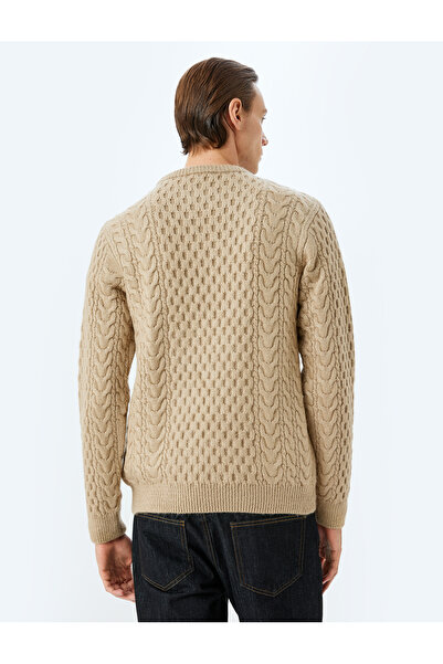 Koton Strickpullover mit Rundhalsausschnitt und Struktur für den Winter