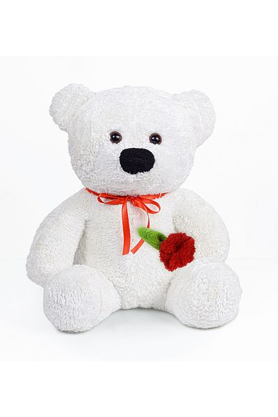 Pandamkee 55 Cm Teddy Bear Holding a Rose in Her Hand