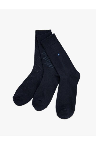 Koton Комплект от 3 памучни чорапа с минимални шарки