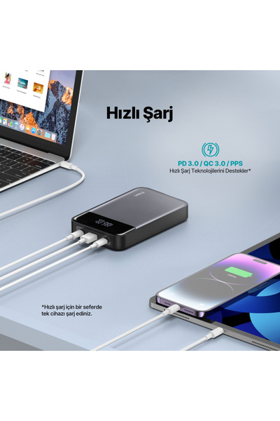 Ttec ReCharger Pro LCD 20.000mAh PD 130W Taşınabilir Hızlı Şarj Aleti/Powerbank 2BB218UG