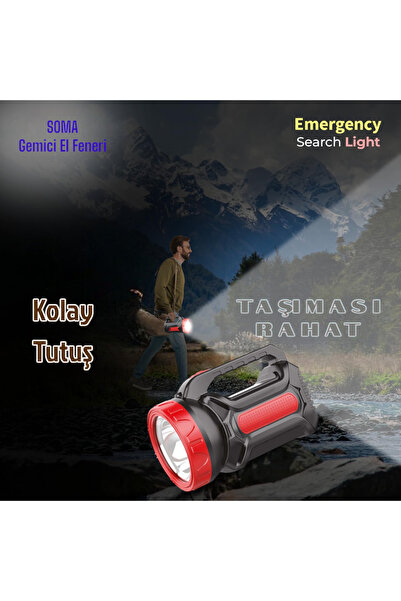 Ucuz Geldi Şarjlı Gemici El Feneri Güçlü Led Işık Kamp Lambası Cata Soma Powe...