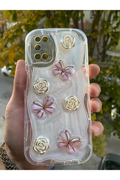 AQUA AKSESUAR Oppo A52/A72/A92 Uyumlu Kılıf 5D Kabartmalı Kelebek Çiçek Desen...