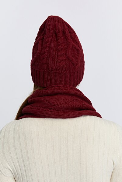 Aghilo Unisex Embroidered Patterned Scarf and Beanie Set