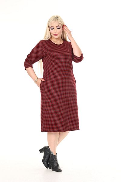 modayız Double Pocket Winter Plus Size Stretchy Print Dress 21B-2611