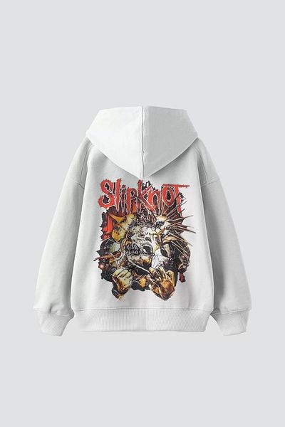 Sekizbiraltı Slipknot Back Printed White Oversize Unisex Hoodie