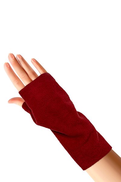 Cottonland Wristie Unisex Fingerless Fleece Gloves Dark Red