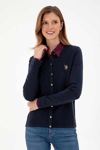 U.S. Polo Assn. سترة نسائية أساسية محبوكة