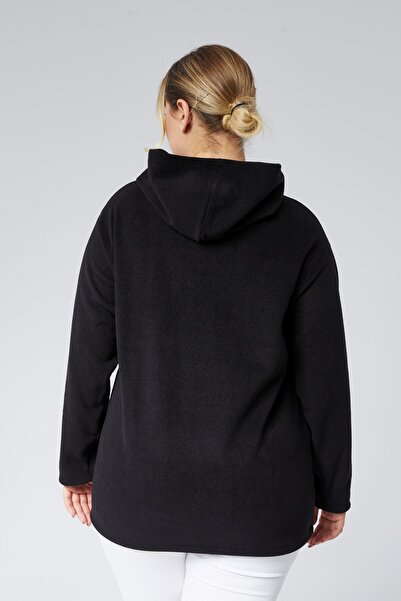 Seamoda Plus Size Fleece Warm Comfort Casual Long Sweat-Black