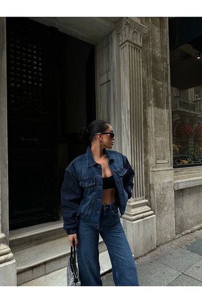 Ecenin Favorileri Palton Blue Bomber Denim