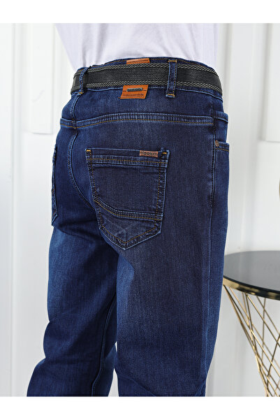 LOOKS KİDS ERKEK ÇOCUK İÇİ POLARLI KOT PANTOLON KEMERLİ MAVİ
