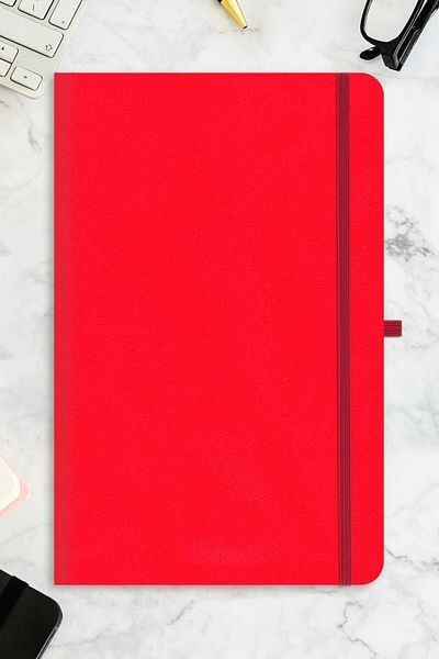 Le Color دفتر ملاحظات كلاسيكي غير مؤرخ، مقاس 13x21، أحمر مخطط