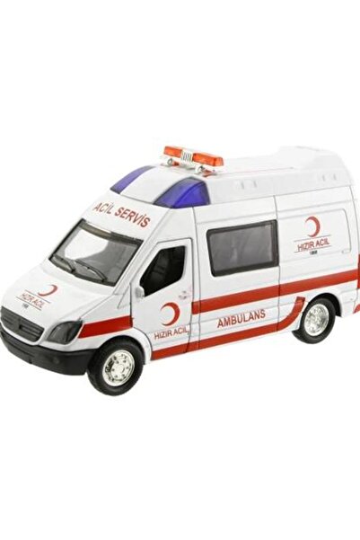 Nostaljik Lezzetler Metal Çek Bırak Sesli ve Işıklı Ambulans ( 1/36 Ölçek )