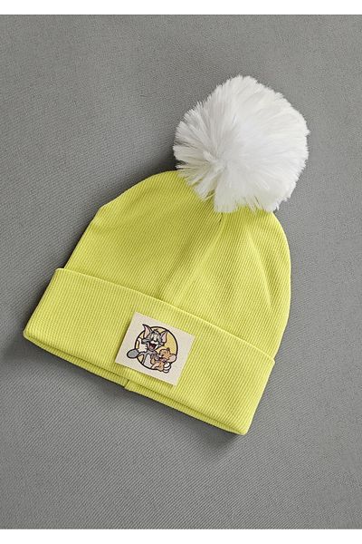 ALYA Stretchy Camisole Beanie with Baby Child Label Pompom Without Pompom