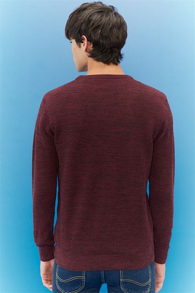 Lee Regular Fit Regular Cut Crew Neck Men's Claret Red Knitwear Sweater