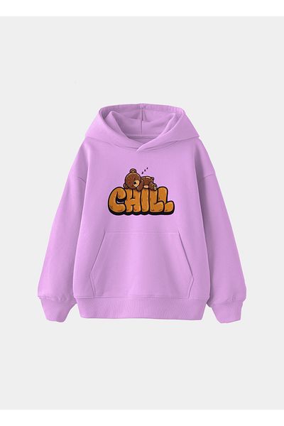 c.c.l. coccolin kids baby clup Chill Teddy Bear Printed 3 Thread Fleece Inside Oversize Children's Hooded Sweatshirt