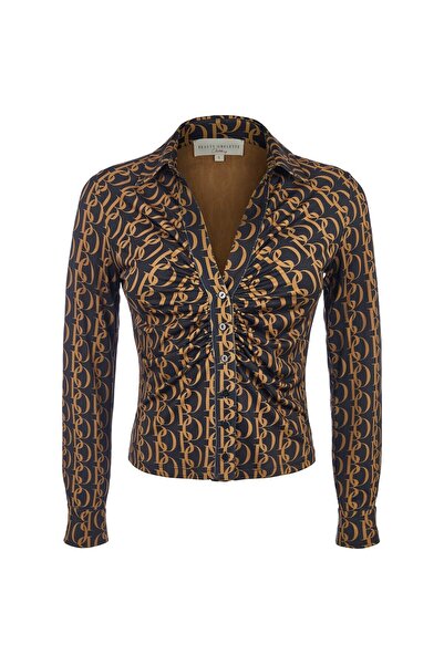 Beauty Omelette BO Logo Desen Jarse Streç Gömlek