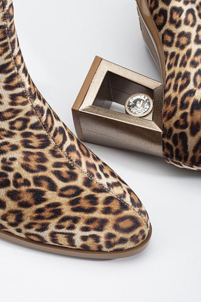 SUİNS SHOES Γυναικείες μπότες με φερμουάρ Ειδικού Σχεδιασμού Λεοπάρ