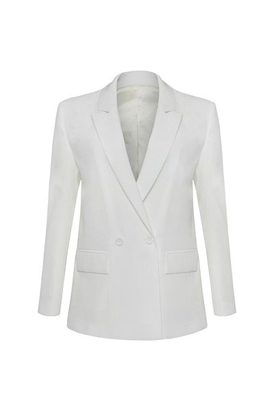 Beauty Omelette Off White Crepe Jacket - Straight Cut