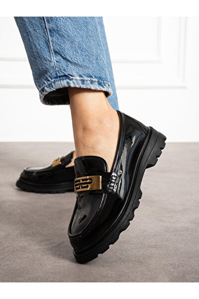 Alemdar Shoes Дамски мокасини Lumen Black Laced Leather с катарама