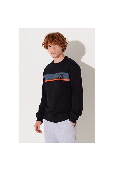 Lee Herren-Sweatshirt mit Rundhalsausschnitt, reguläre Passform, Schwarz, L 232501001