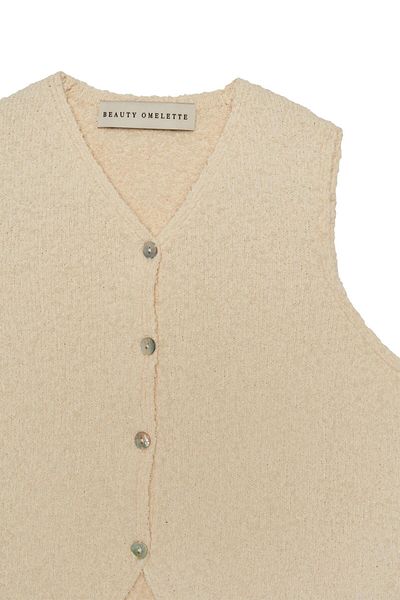 Beauty Omelette Crop Ecru Knitwear Vest - Boucle Design