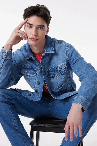 Lee Blaue Jeansjacke im Slim Fit – 100 % Baumwolle