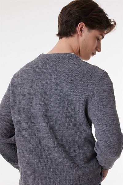 Lee Regular Fit Regular Cut Crew Neck Men's Gray Minimal Logo Knitwear Sweater