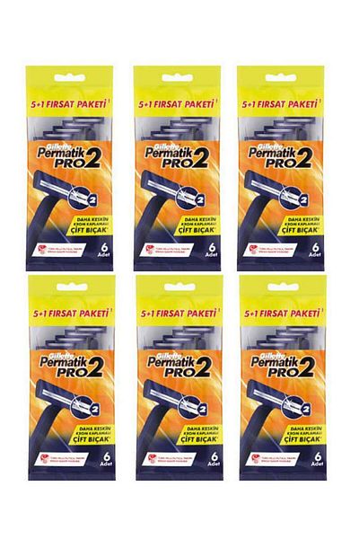 Gillette Permatik Pro 2 Razor Blades 6 Sachets 6 Pack