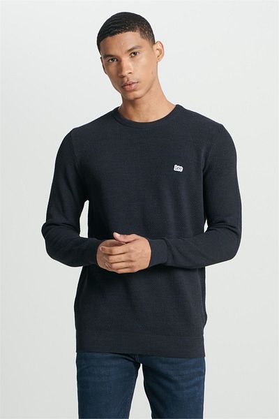 Lee Regular Fit Regular Cut Crew Neck Men's Navy Blue Knitwear Sweater