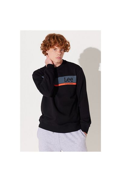 Lee Herren-Sweatshirt mit Rundhalsausschnitt, reguläre Passform, Schwarz, L 232501001