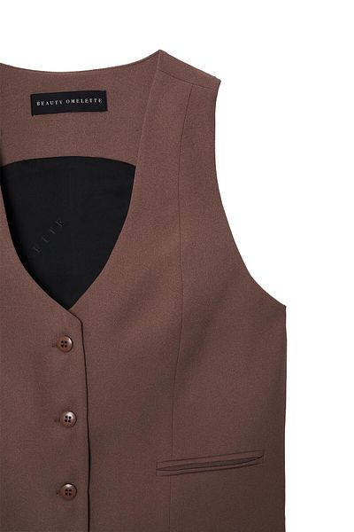 Beauty Omelette V-Neck Crepe Mink Vest