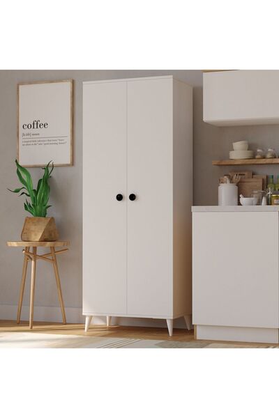 İMBAŞ 2 Kapaklı 5 Raflı MEGA Çok Amaçlı Mutfak Dolabı Banyo Dolabı Beyaz