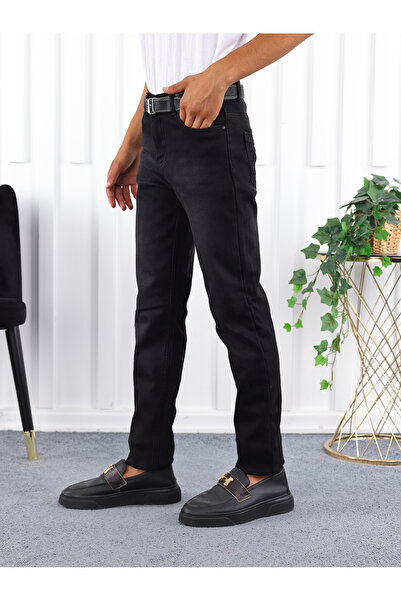 LOOKS KİDS Erkek Çocuk Içi Polarlı Kot Pantolon Kemerli Siyah