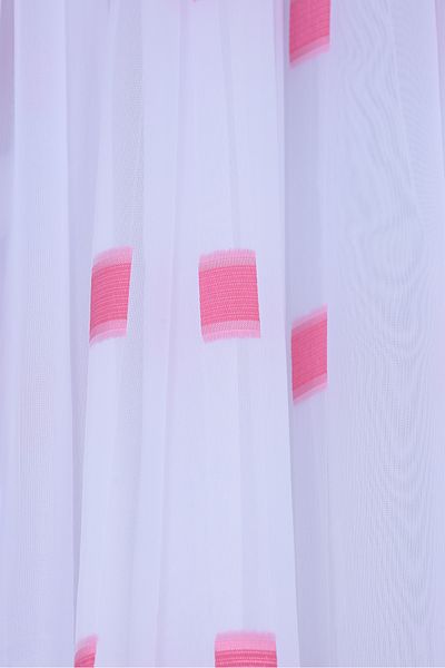 AKÇA TEKSTİL Tergal Fuchia Quartered White Color Single Wing Premade Planted Pleated Background Curtain 300*260 cm