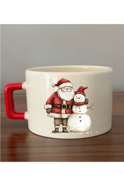 lili hediyelik Santa Claus and Snowman Printed Coffee Cup Mug Cup Christmas New Year Gift