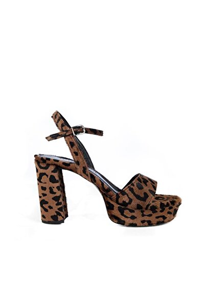 Beauty Omelette Leopar Desen Tek Bant Platform Ayakkabı