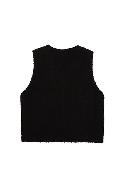 Beauty Omelette Black Crop Knitwear Vest - Boucle Design