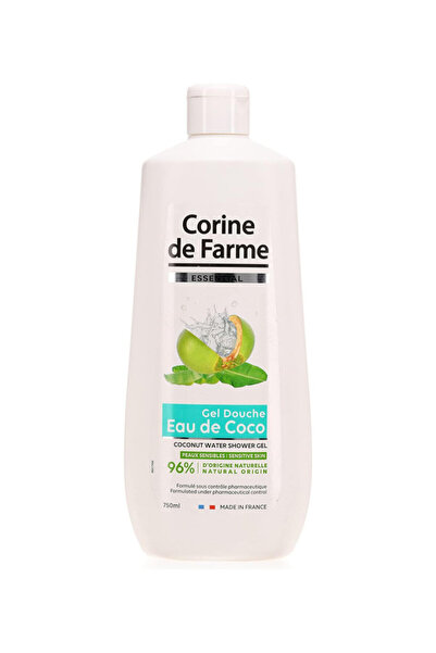 CORINE DE FARME جل الاستحمام الأساسي بماء جوز الهند من CDF، 750 مل