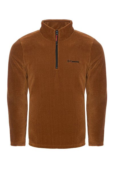 MAXIMILLIAN Brown Color Half Zipper Women's Fleece - Brown