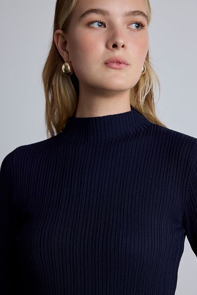Manuka Sada vysokého límce Bluz Navy Blue