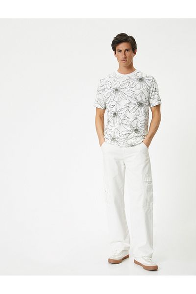 Koton Ανδρικό T-Shirt με λευκό σχέδιο 4SAM10232HK