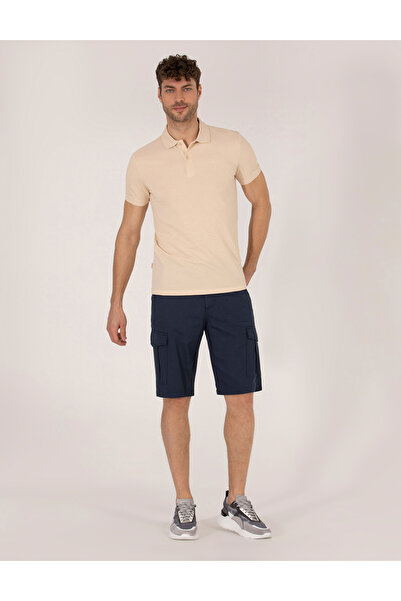 Pierre Cardin Lacivert Comfort Fit Kargo Cepli Bermuda Şort 50264881-VR033