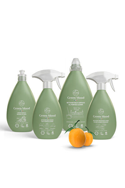 Green Mood Portakallı Temizlik Seti (ELDE DETERJAN, YÜZEY TEMİZLEYİCİ, YAĞ ÇÖ...