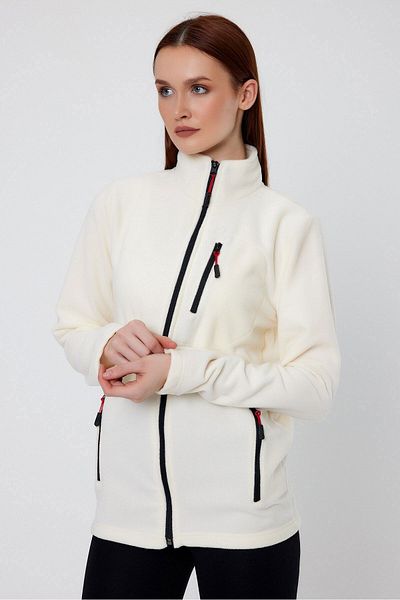 MAXIMILLIAN White Color 3-Pocket Zippered Women's Fleece - White