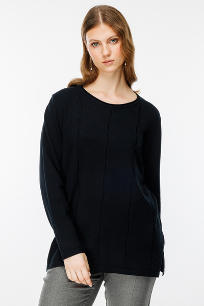 ON Crew Neck Front Patterned Knitwear Sweater