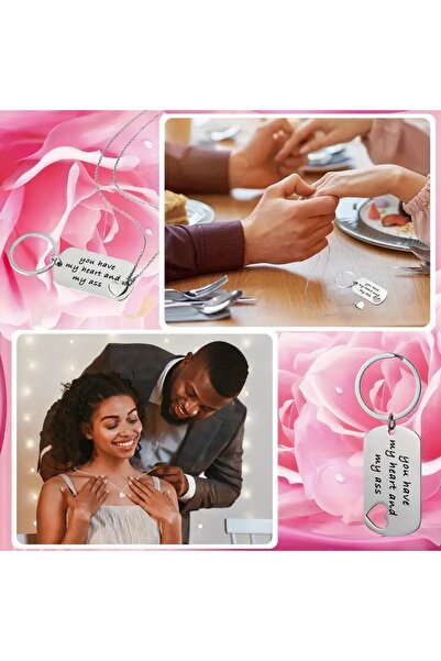 GlassySKY Romantik Anahtarlık Kolye Seti-Eş Sevgili Yıldönüm Doğum Günü Sevgi...